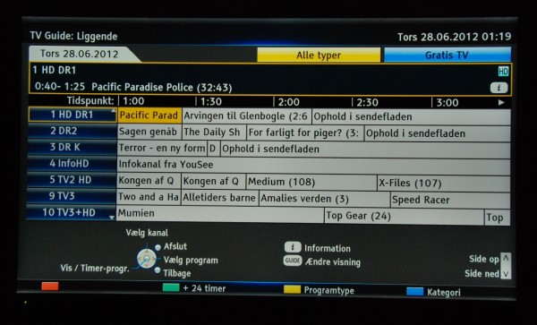 Panasonic TX-L55DT50 EPG programguide