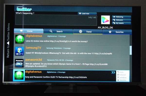 Panasonic TX-L55DT50 Twitter app